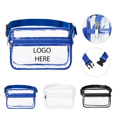 Stadium Approved Clear PVC Fanny Pack W/ Two Zipper Pockets