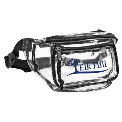 Clear/Black PVC 3-Zipper Fanny Pack