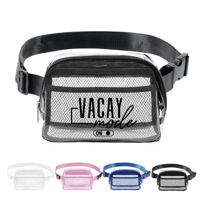 Everywhere Cross Body Clear PVC 2 Zipper Belt Bag