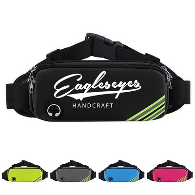 Elastic Running Fanny Pack with Separate Pocket and Headphone Jack