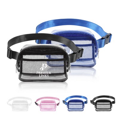 Stadium Cross Body Clear PVC 2-Zipper Fanny Pack Bag