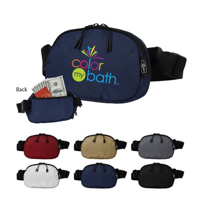 Water-Resistant 100% RPET 420D PU layer Belt Bag w/Adjustable Strap