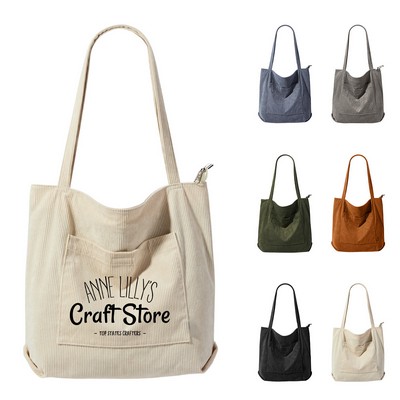 Vintage Corduroy Canvas Tote Bag